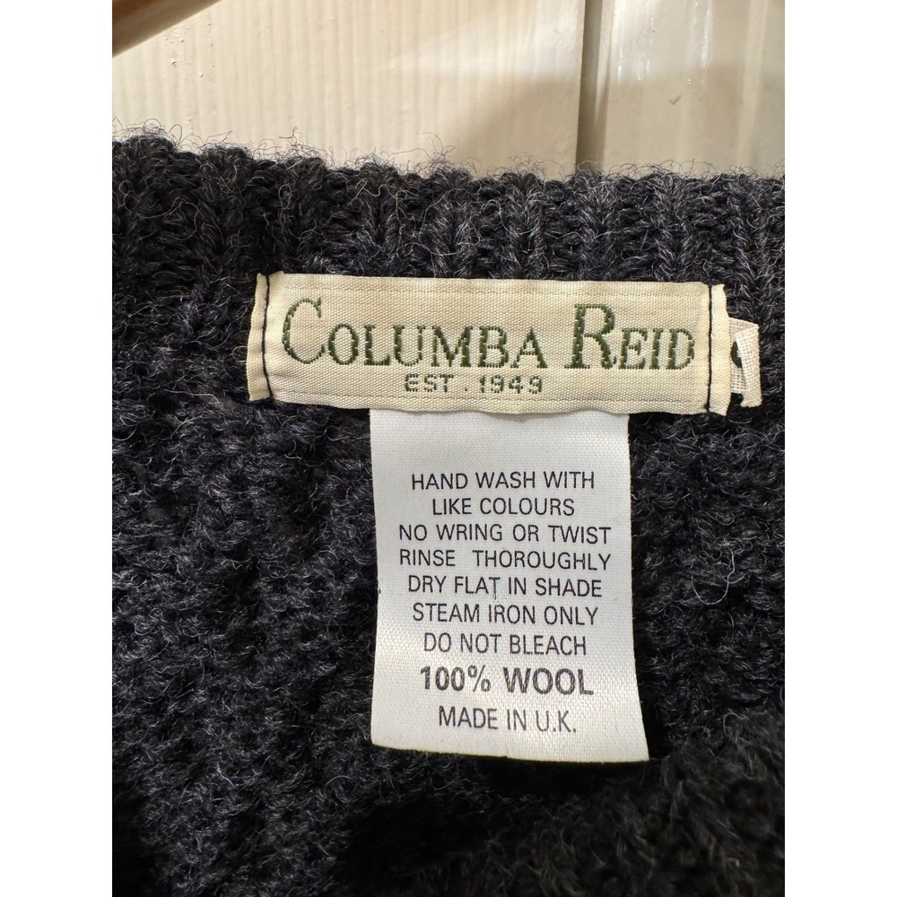 Columba Reid Mens Wool Cable Knit Sweater Charcoal Grey‎ Made in UK Size S - Picture 3 of 6
